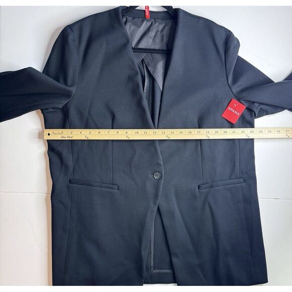 Spanx Perfect Collarless Blazer Sz XL NEW Black 1 Button Jacket‎ Ponte Career - Picture 7 of 16